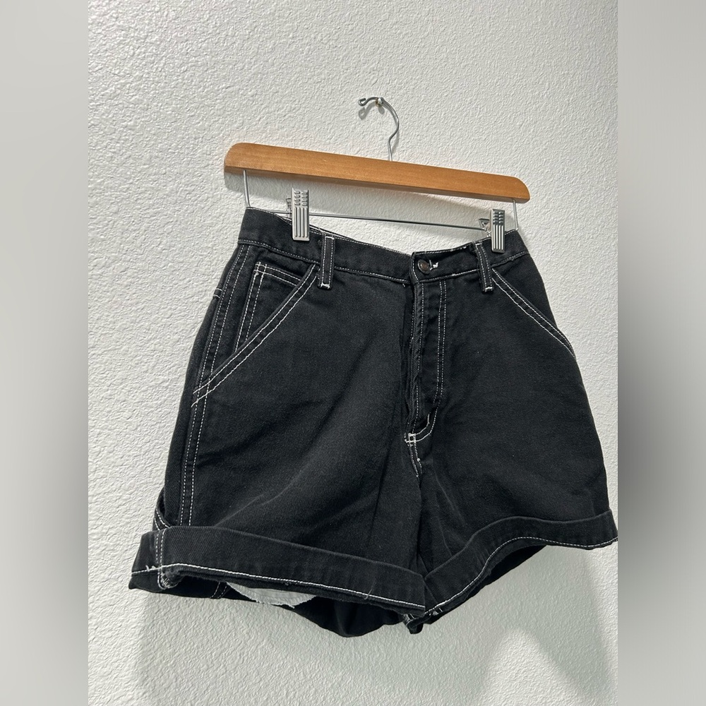 Black Jean shorts with white stitching